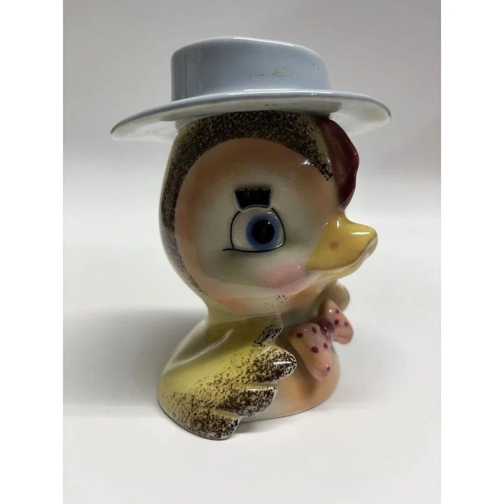 Vintage Acme Ware Duck Planter Vase Ceramic Japan Hat Bow Tie Figure